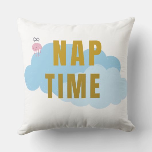 Nap Time Cozy Throw Pillow – Fun Cloud Design クッション (裏面)
