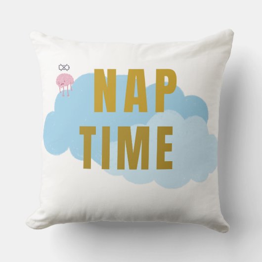 Nap Time Cozy Throw Pillow – Fun Cloud Design クッション (正面)
