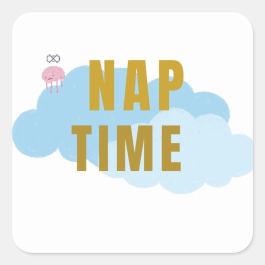 Nap Time Sticker – Sleepy Cloud and Funny Design スクエアシール (正面)