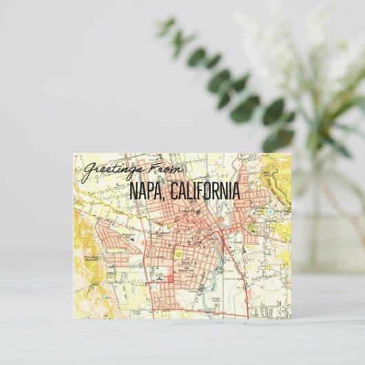 Napa CA Vintage Map 1944 ポストカード (スタンド正面)