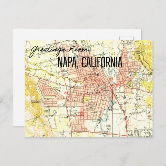 Napa CA Vintage Map 1944 ポストカード (正面/裏面)