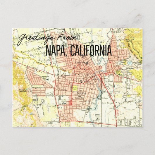 Napa CA Vintage Map 1944 ポストカード (正面)