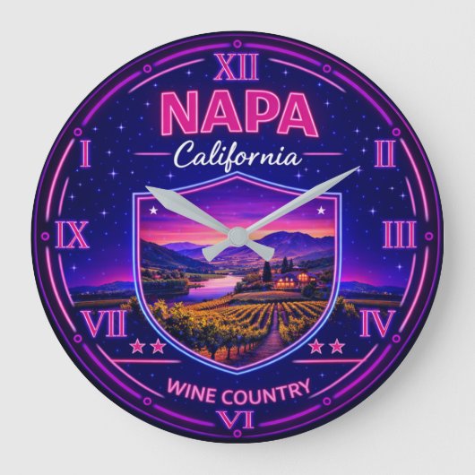 Napa California Vineyard ラージ壁時計 (正面)