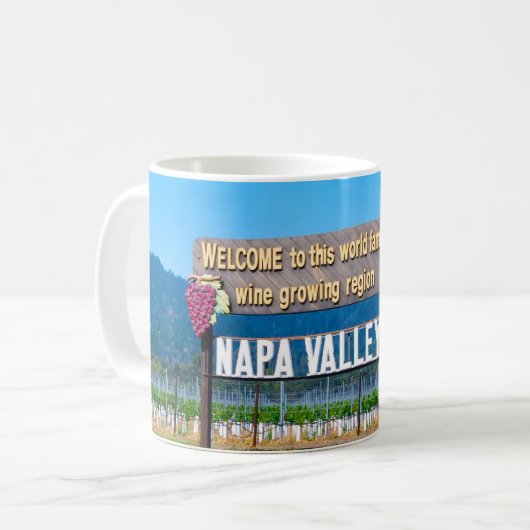 Napa Valleyのワインの里の喜ばしい徴候 コーヒーマグカップ (正面左)