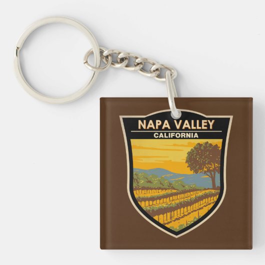 Napa Valley California Travel Art Vintage キーホルダー (正面)
