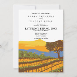 Napa Valley California Wedding Invitation Retro 招待状