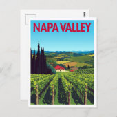 Napa Valley Vineyards Retro Travel ポストカード (正面/裏面)