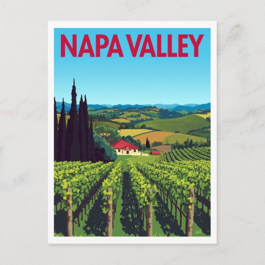 Napa Valley Vineyards Retro Travel ポストカード (正面)