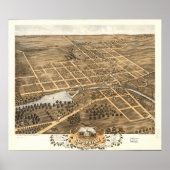 Naperville Illinois 1869 Antique Panoramic Map ポスター (正面)