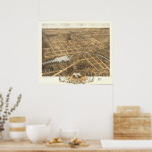 Naperville Illinois 1869 Antique Panoramic Map ポスター (キッチン)