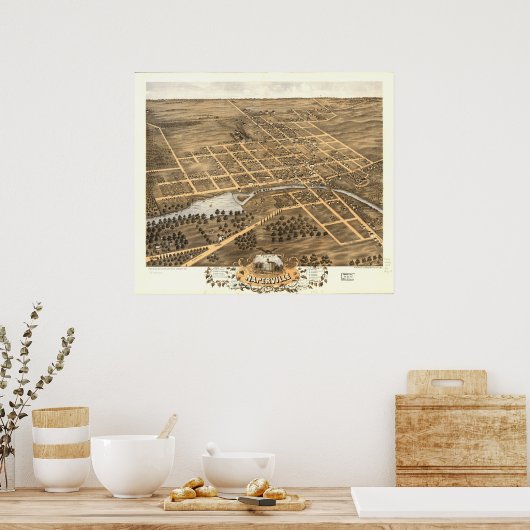 Naperville Illinois 1869 Antique Panoramic Map ポスター (キッチン)