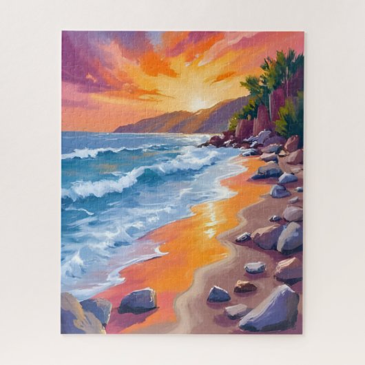 Napili Bay Sunset Maui Hawaii Painting ジグソーパズル (縦)