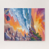 Napili Bay Sunset Maui Hawaii Painting ジグソーパズル (横)