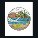 Napili Beach Hawaii Vintage ポスター<br><div class="desc">Napili Beach hand drawn illustration with mountains and ocean waves in the background. Perfect for anyone who loves to visit Napili Beach.</div>