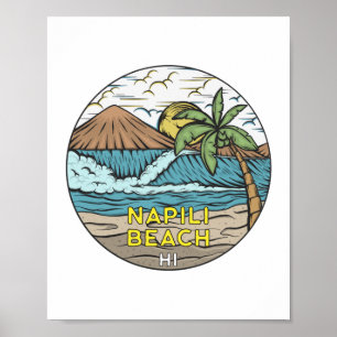 Napili Beach Hawaii Vintage ポスター