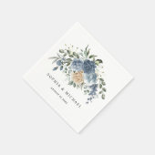 Napkin, Elegant Dusty Blue Floral Wedding スタンダードカクテルナプキン (角)