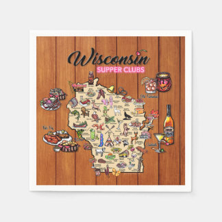 Napkin - Wisconsin Supper Club Map - Series 1 スタンダードカクテルナプキン