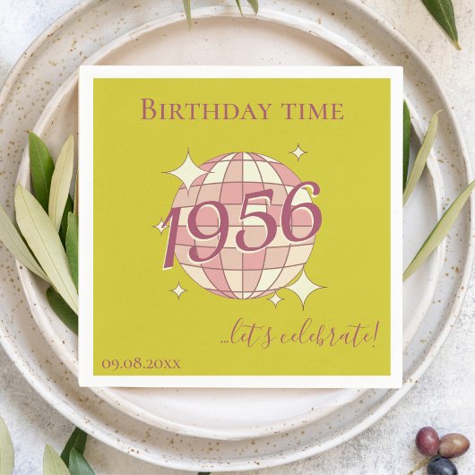 Napkins born in 1956 70th birthday table decor スタンダードカクテルナプキン