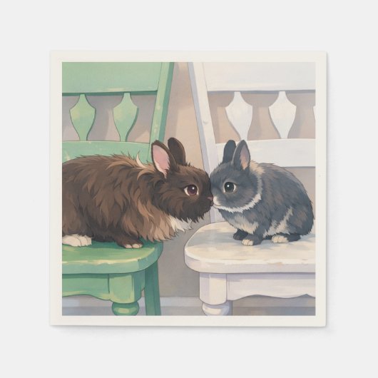 Napkins (Qty 50) Two Rabbits スタンダードカクテルナプキン (正面)