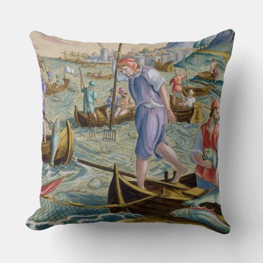Napleの湾の網そして三叉の矛との採取 クッション (正面)
