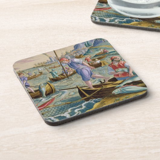 Napleの湾の網そして三叉の矛との採取 コースター (左側)