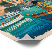 Naples Bay Italy Illustration Travel Art Vintage ポスター (角)