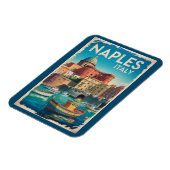Naples Bay Italy Illustration Travel Art Vintage マグネット (左側)