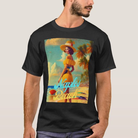 Naples Beach Florida Parasdise Beautiful Woman Tシャツ (正面)