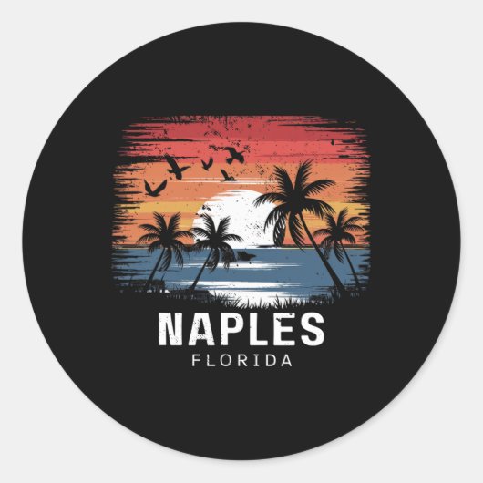 Naples Beach Florida Surfing Surfer ラウンドシール (正面)