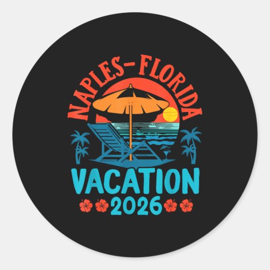 Naples Florida 2026 Family Vacation Beach Summer V ラウンドシール (正面)