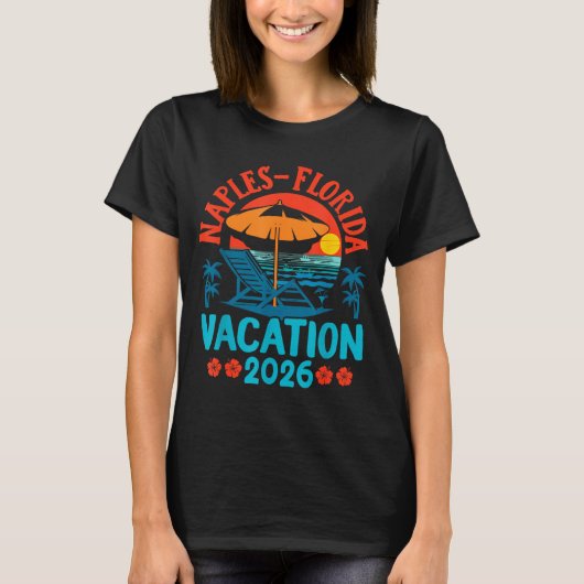 Naples Florida 2026 Family Vacation Beach Summer V Tシャツ (正面)