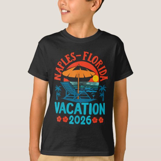 Naples Florida 2026 Family Vacation Beach Summer V Tシャツ (正面)