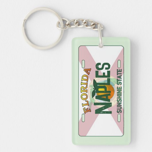 Naples Florida flag license plate keychain キーホルダー (正面)