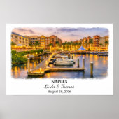 Naples Florida Poster, Watercolor, Custom ポスター (正面)