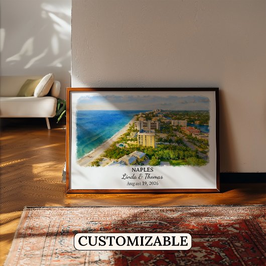 Naples Florida Poster, Watercolor, Custom ポスター