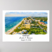 Naples Florida Poster, Watercolor, Custom ポスター (正面)