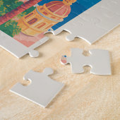 Naples Italy Illustration Travel Art Vintage ジグソーパズル (側面)