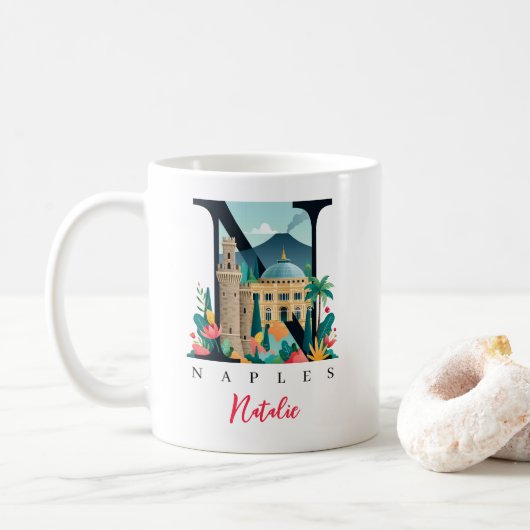 Naples Italy Monogram Letter N Personalized Gift コーヒーマグカップ (ドーナツ)