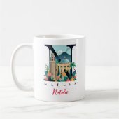 Naples Italy Monogram Letter N Personalized Gift コーヒーマグカップ (左)