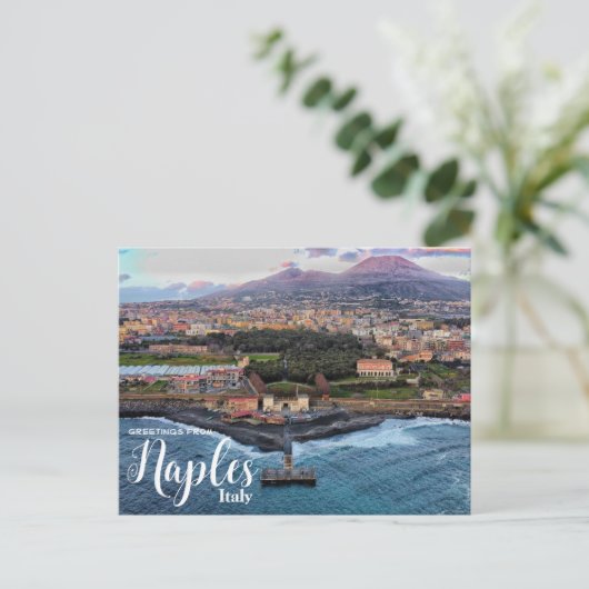 Naples Italy Mt. Vesuviusポストカードからの挨拶 ポストカード (スタンド正面)