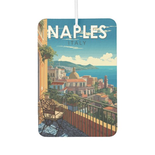 Naples Italy Travel Art Vintage カーエアーフレッシュナー (正面)
