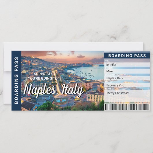 Naples Italy Trip Surprise Boarding Pass Card 招待状 (正面)