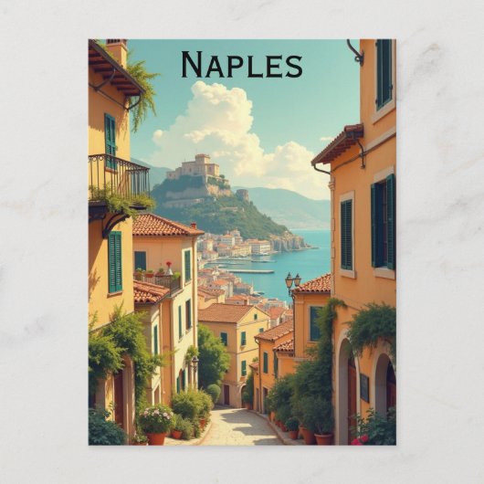 Naples Italy Vintage Travel Illustration ポストカード (正面)