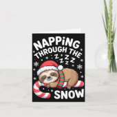 Napng Through The Snow Funny Sloth Candy Cane Xmas カード (正面)