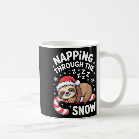 Napng Through The Snow Funny Sloth Candy Cane Xmas コーヒーマグカップ (右)