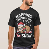 Napng Through The Snow Funny Sloth Candy Cane Xmas Tシャツ (正面)
