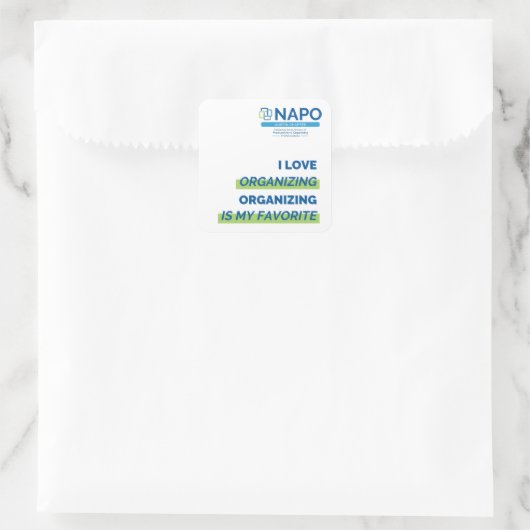 NAPO Austin I Love Organizing sticker スクエアシール (バッグ)