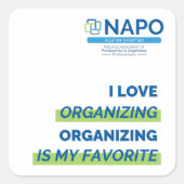 NAPO Austin I Love Organizing sticker スクエアシール (正面)