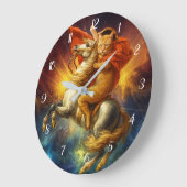 Napoleon Cat Riding Horse Through Galaxy           ラージ壁時計 (傾斜)