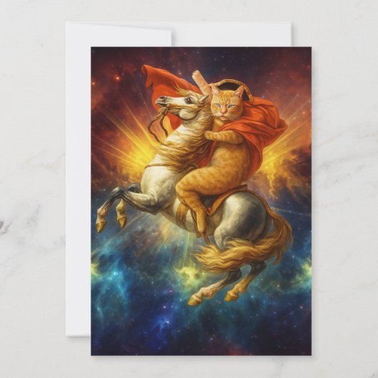 Napoleon Cat Riding Horse Through Galaxy           招待状 (裏面)